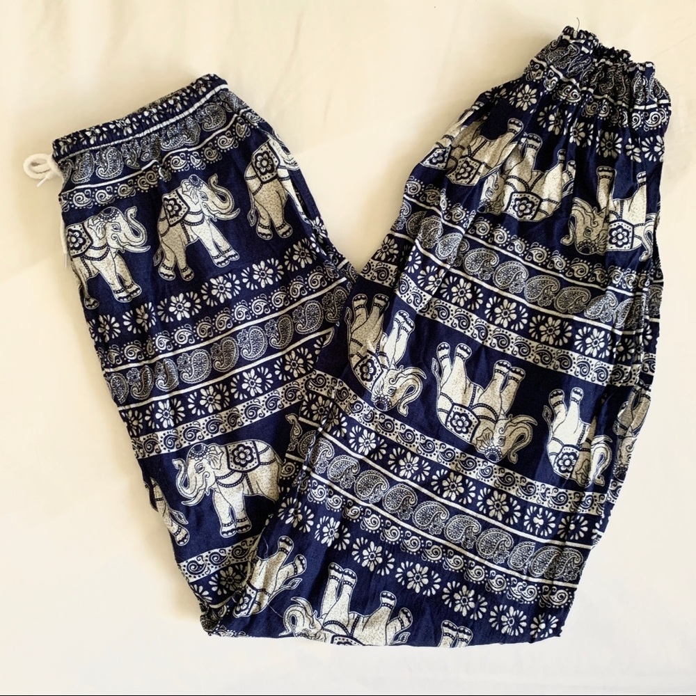 Navy Blue Boho Thai Elephant Pants